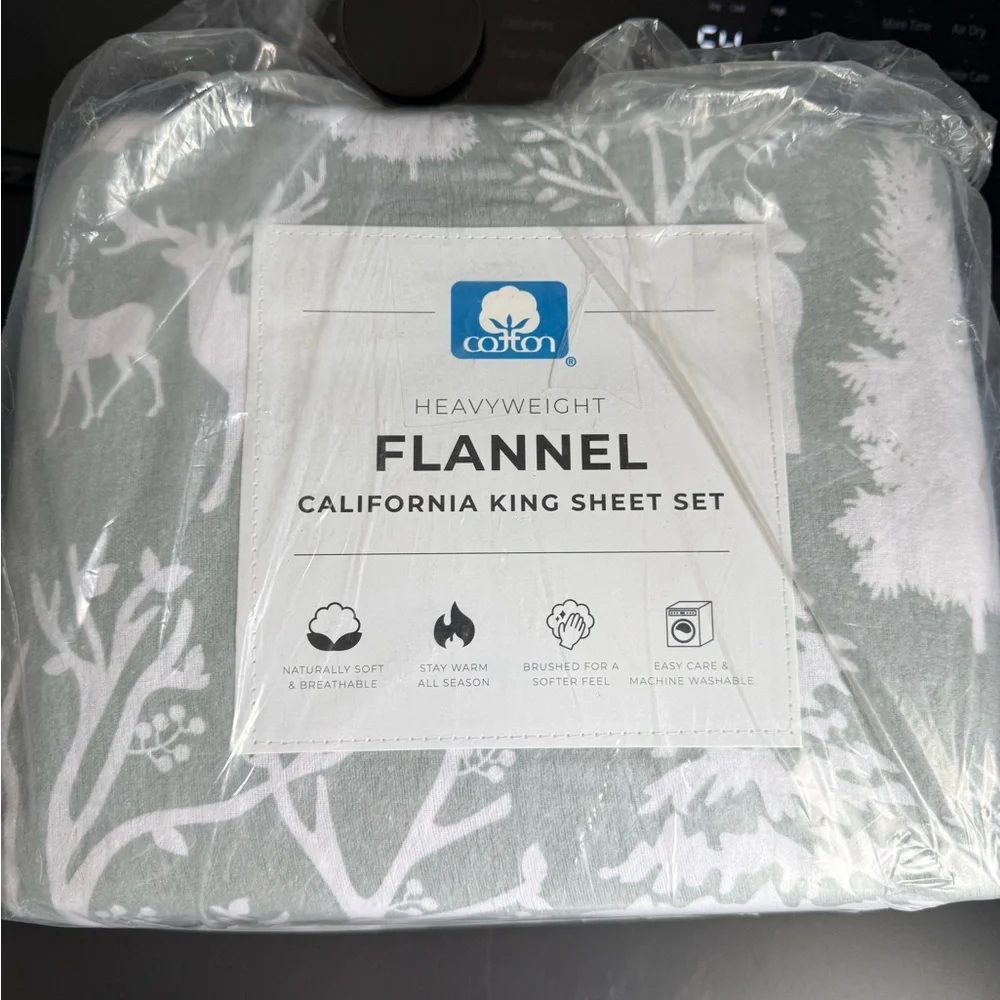 New! Great Bay Home Flannel Sheet Set California King Size - 100% Turkish Cotton